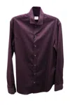 Armani Collezioni French Collar Shirt In Burgundy In Purple