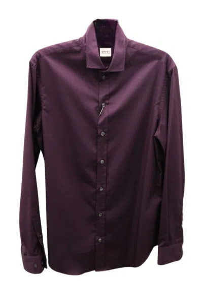 Armani Collezioni French Collar Shirt In Burgundy In Purple