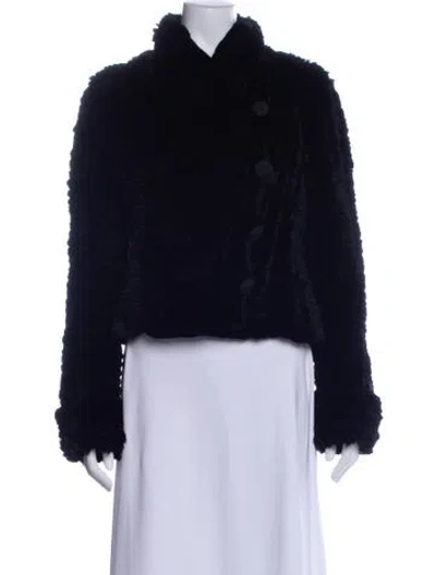 Pre-owned Armani Collezioni Fur Faux Fur Jacket In Blue