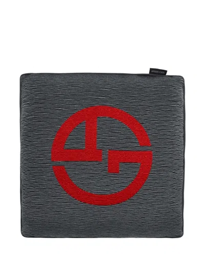Armani Collezioni Ga Logo-embroidered Cushion In Gray