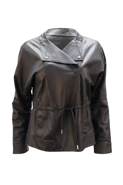 Armani Collezioni Giorgio Armani Jacket In Lambskin Leather In Black
