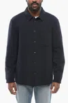 Armani Collezioni Giorgio Quilted Jersey Overshirt With Breast-pocket In Blue