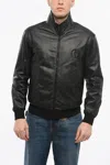 Armani Collezioni Giorgio Reversible Leather Jacket With Embroidered Logo In Black