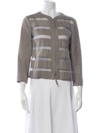 Pre-owned Armani Collezioni Goat Leather Jacket In Gray