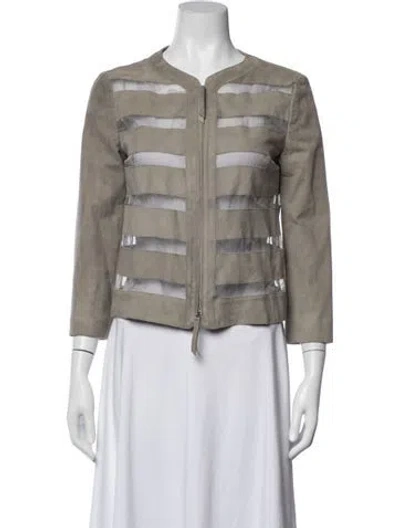 Pre-owned Armani Collezioni Goat Leather Jacket In Neutrals