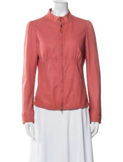 Pre-owned Armani Collezioni Goat Leather Jacket In Pink