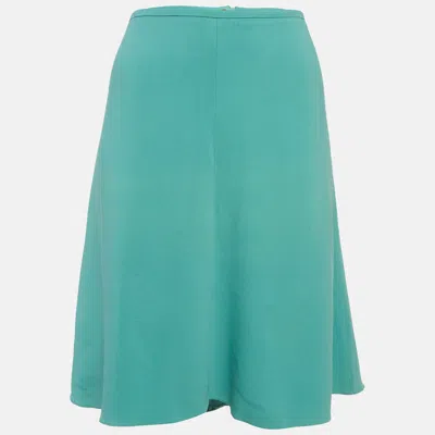 Armani Collezioni Green Crepe Flared Mini Skirt