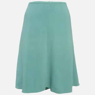 Pre-owned Armani Collezioni Green Crepe Flared Mini Skirt L