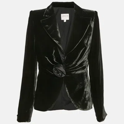 Pre-owned Armani Collezioni Green Rose Applique Velvet Blazer Xl