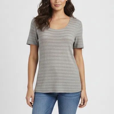 Pre-owned Armani Collezioni Grey Pointelle Knit Scoop Neck Top L
