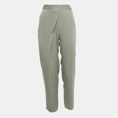 Pre-owned Armani Collezioni Grey Stretch Crepe Elasticated Waist Pants S