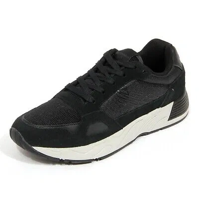 Pre-owned Armani Collezioni H2998 Sneaker Uomo Emporio Armani Man Fabric/suede Shoes Black In Nero