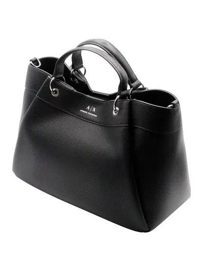 Armani Collezioni Handbag And Shoulder Bag Made Of Soft Faux Leather With Closure Button And Front Logo. Internal Pock In Black
