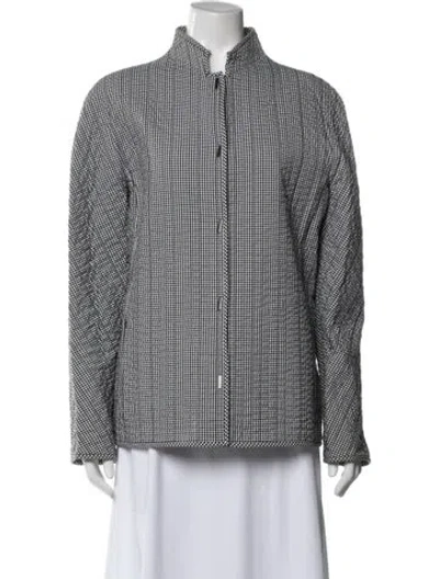 Pre-owned Armani Collezioni Houndstooth Print Blazer In Black