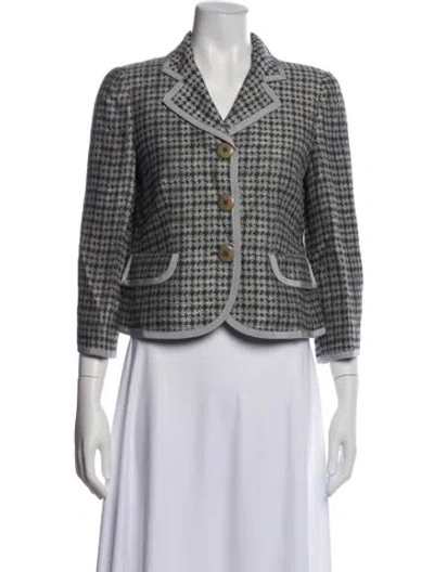 Pre-owned Armani Collezioni Houndstooth Print Blazer In Gray