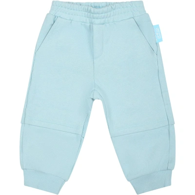 Armani Collezioni Babies' Ivory Casual Trousers For Boy In Light Blue