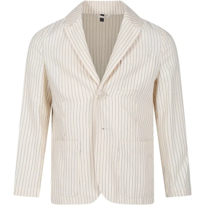 Armani Collezioni Kids' Ivory Jacket For Boy With Logo