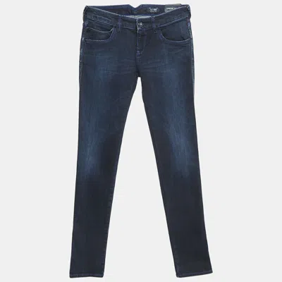 Pre-owned Armani Collezioni Jeans Navy Blue Faded Denim Skinny Fit J40 Jeans S Waist 27"