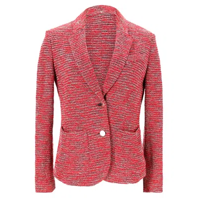 Armani Collezioni Jeans Tweed Single-breasted Blazer In Red Cotton