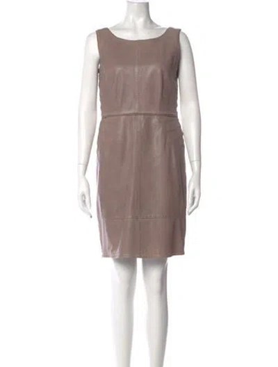 Pre-owned Armani Collezioni Lamb Fur Mini Dress In Brown