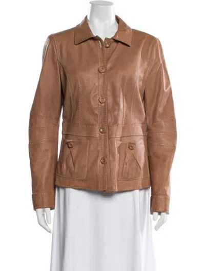 Pre-owned Armani Collezioni Lamb Leather Utility Jacket In Neutral