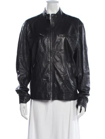 Pre-owned Armani Collezioni Lambskin Biker Jacket In Black