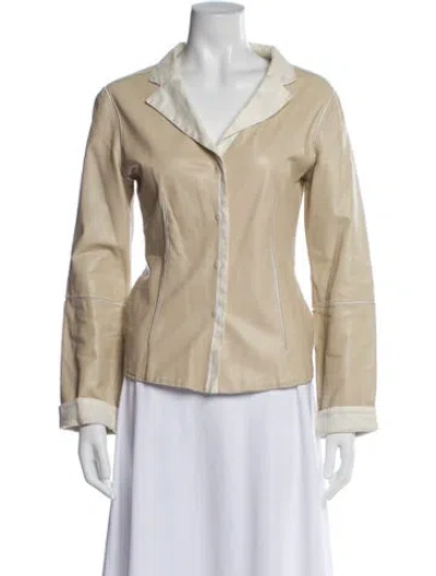 Pre-owned Armani Collezioni Lambskin Biker Jacket In Neutral
