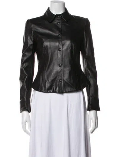 Pre-owned Armani Collezioni Leather Biker Jacket In Black