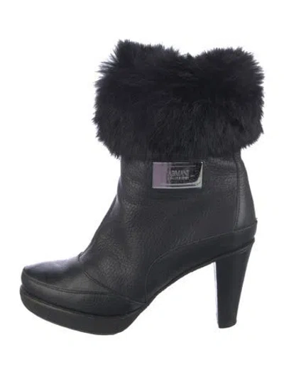 Pre-owned Armani Collezioni Leather Boots In Black