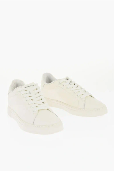 Armani Collezioni Leather Lace-up Sneakers In White