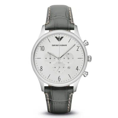 Armani Collezioni Leather Men's Watch In Green
