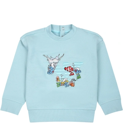 Armani Collezioni Light Blue Sweatshirt For Baby Boy With The Smurfs