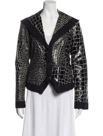 Pre-owned Armani Collezioni Linen Animal Print Jacket In Black