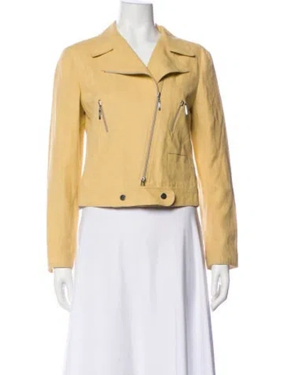 Pre-owned Armani Collezioni Linen Biker Jacket In Neutral