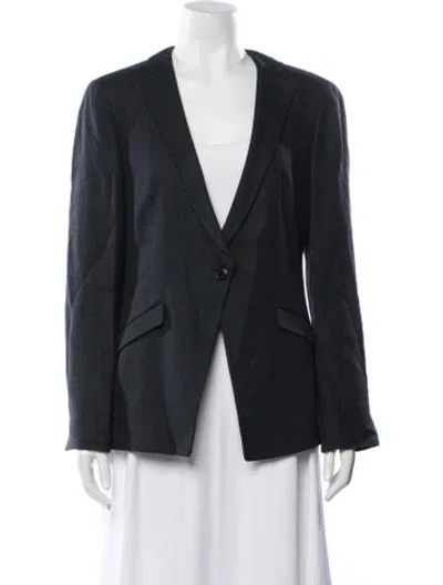 Pre-owned Armani Collezioni Linen Blazer In Black
