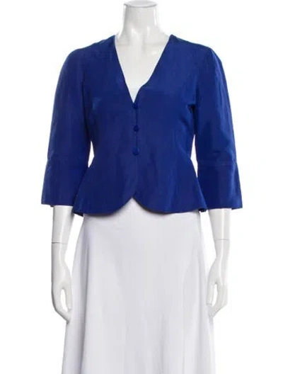 Pre-owned Armani Collezioni Linen Blazer In Blue