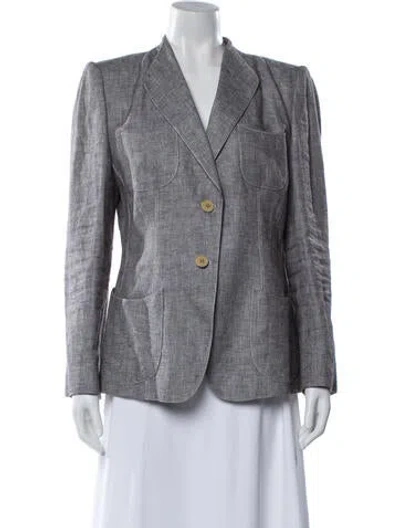 Pre-owned Armani Collezioni Linen Blazer In Gray