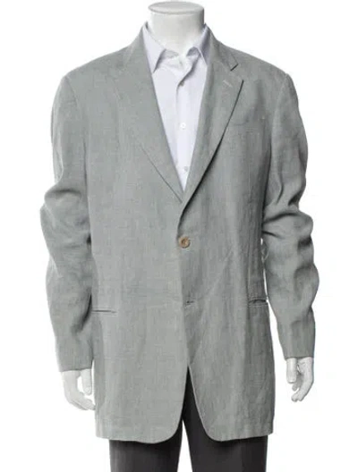 Pre-owned Armani Collezioni Linen Blazer In Gray