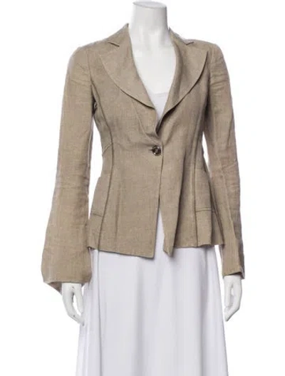 Pre-owned Armani Collezioni Linen Blazer In Neutral