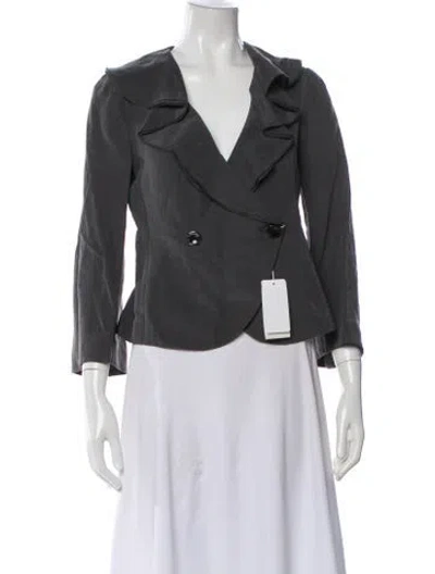 Pre-owned Armani Collezioni Linen Blazer W/ Tags In Gray
