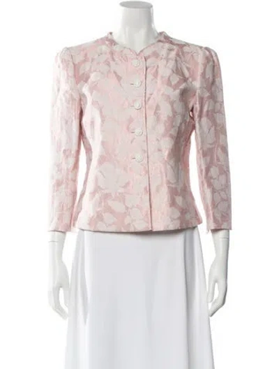 Pre-owned Armani Collezioni Linen Floral Print Evening Jacket In Pink