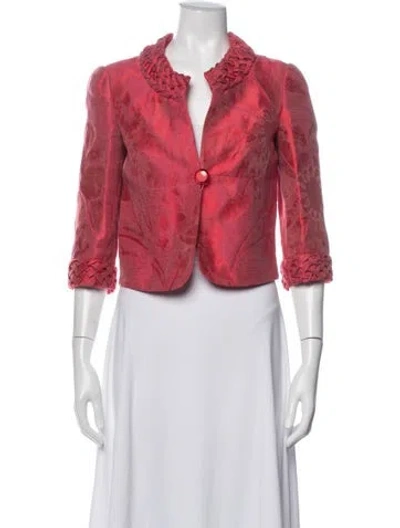 Pre-owned Armani Collezioni Linen Floral Print Jacket In Red