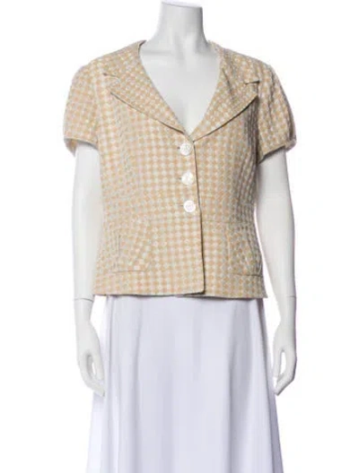 Pre-owned Armani Collezioni Linen Houndstooth Print Jacket In Neutral