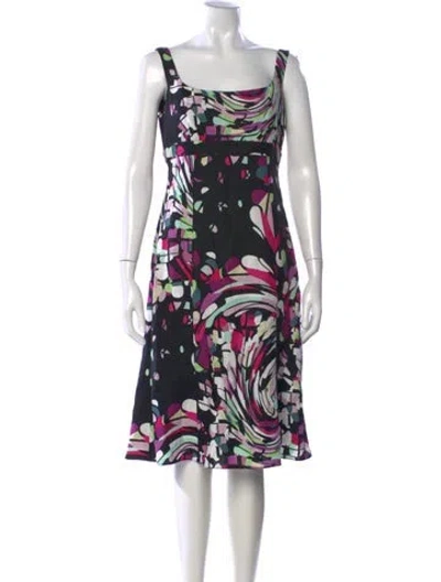 Pre-owned Armani Collezioni Linen Knee-length Dress In Black