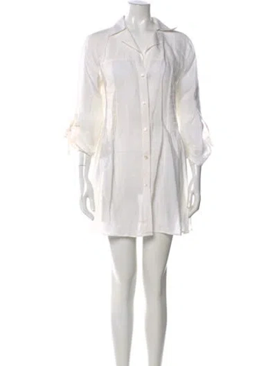 Pre-owned Armani Collezioni Linen Mini Dress In Neutral