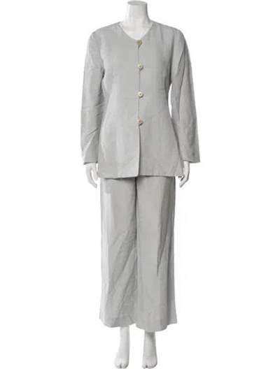 Pre-owned Armani Collezioni Linen Pantsuit In Gray