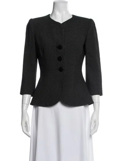 Pre-owned Armani Collezioni Linen Patterned Blazer In Black