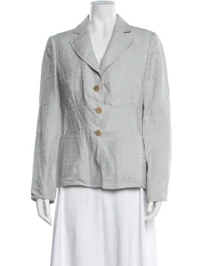 Pre-owned Armani Collezioni Linen Patterned Blazer In Blue