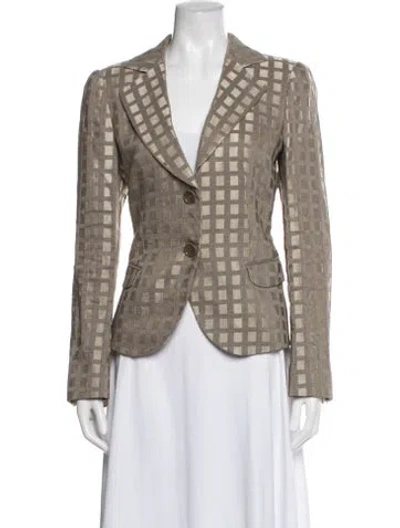 Pre-owned Armani Collezioni Linen Patterned Blazer In Brown