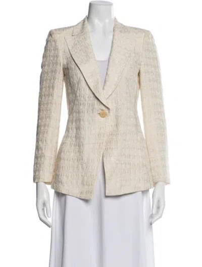 Pre-owned Armani Collezioni Linen Patterned Blazer In Neutral